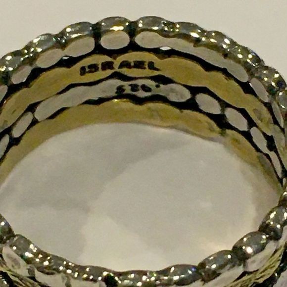 SILPADA Two Tone Sterling Silver Gold Tone Brass Stacked Ring Made In Israel - Picture 9 of 16